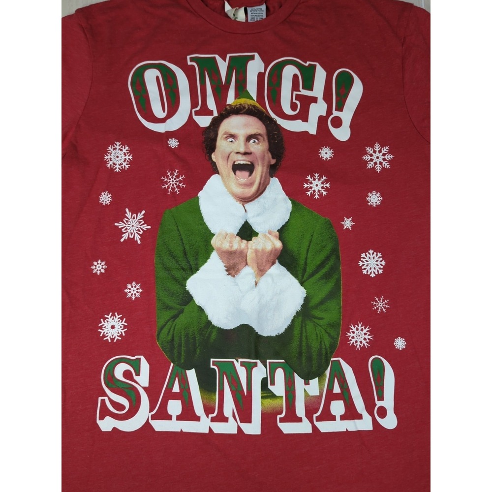 Elf‎ Movie red Christmas T shirt large men women OMG! SANTA